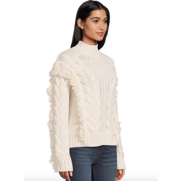 SANCTUARY Sweater Size XS NEW Crafted Fringe Sweater Chalk Cream - Picture 8 of 8